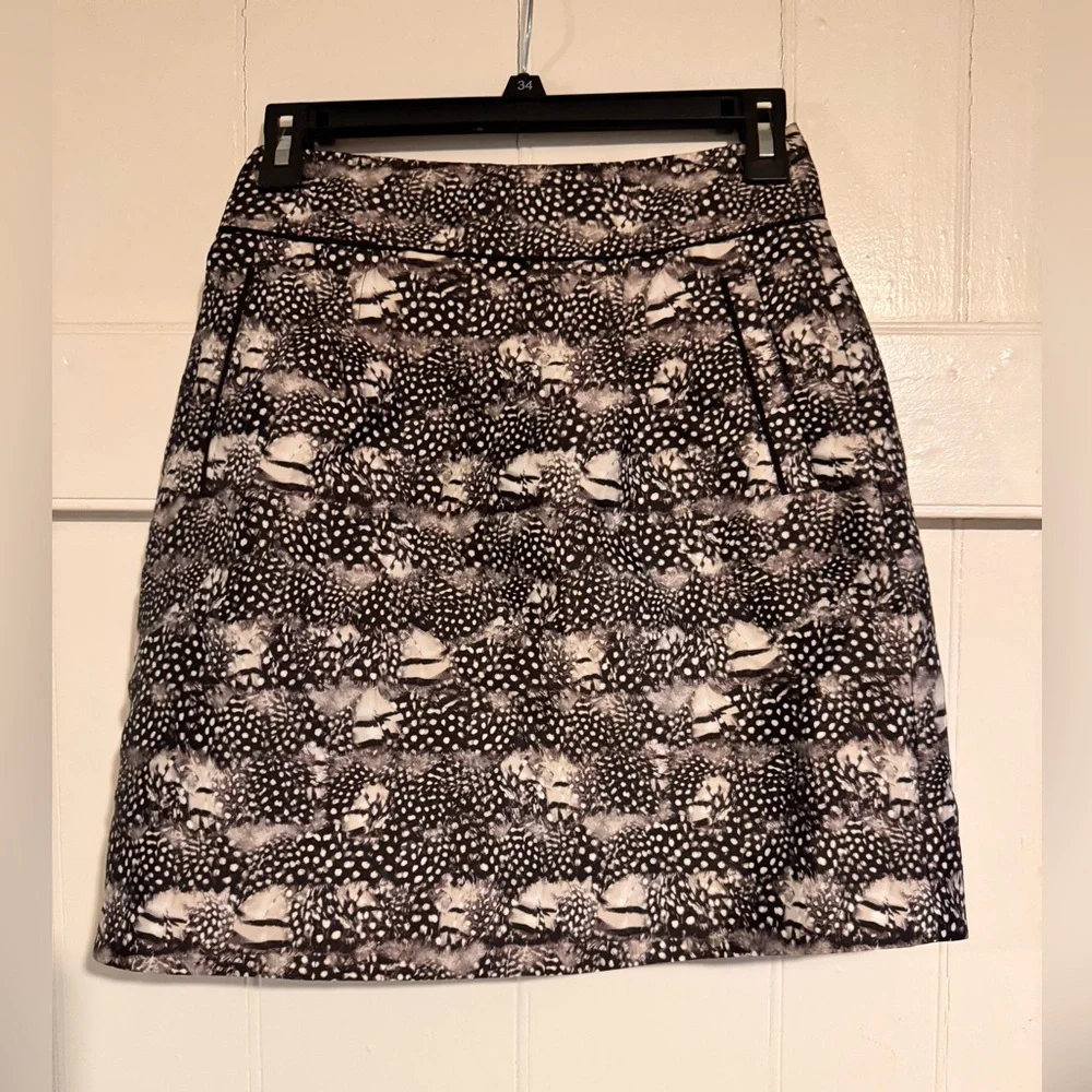 J. Crew Black and White Patterned Mini Skirt